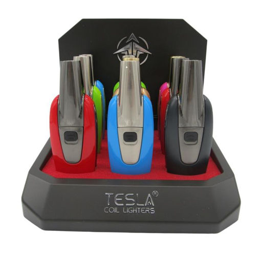 Picture of T61576 Tesla Turbo Torch Satin Finish Lighter 9ct