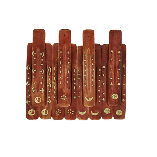 Picture of Nag Champa Wooden Ash Catcher Incense Stick Holder 12ct 