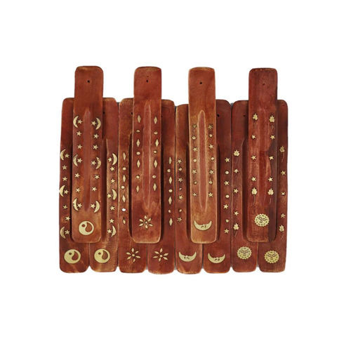Picture of Nag Champa Wooden Ash Catcher Incense Stick Holder 12ct 